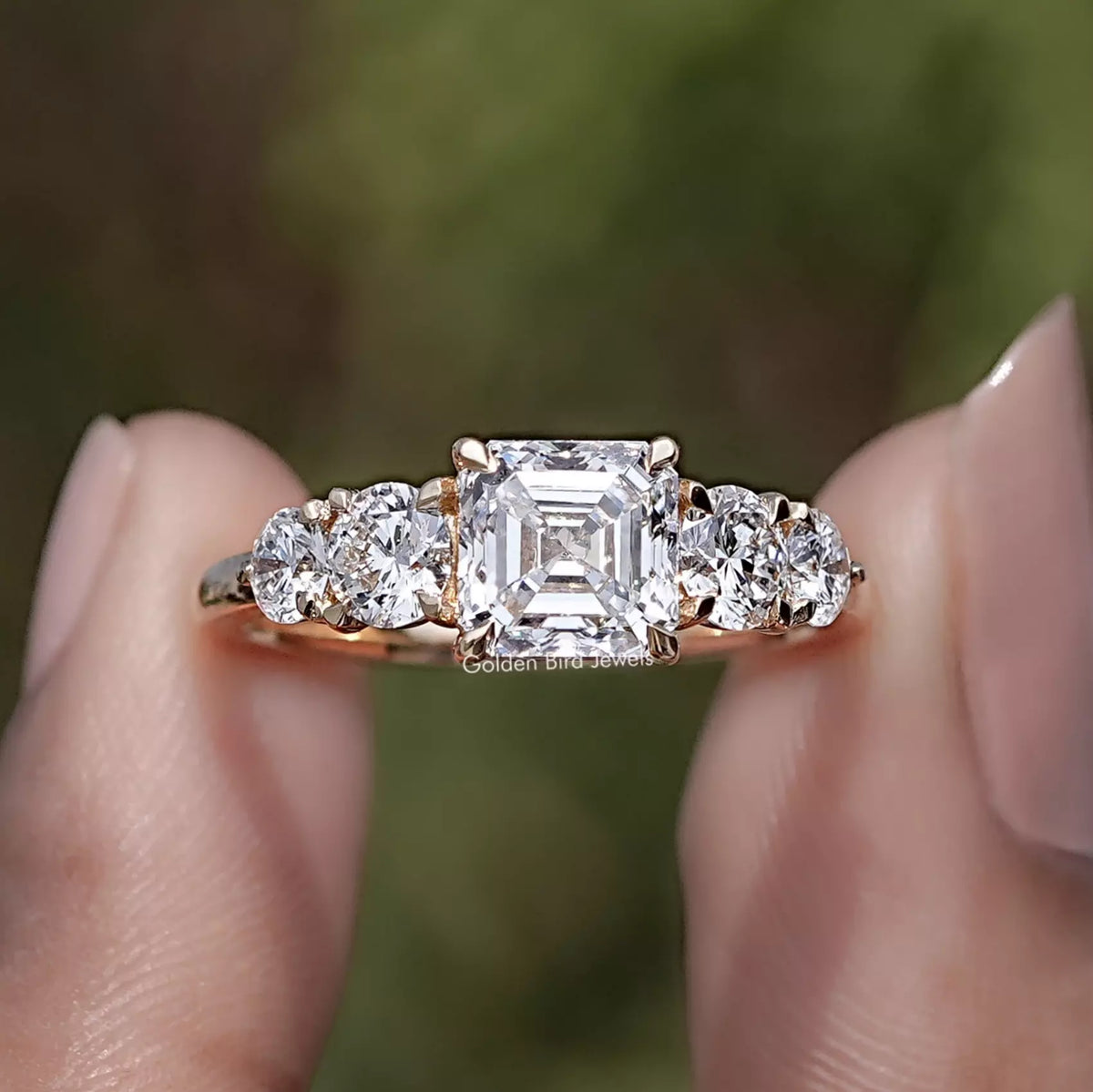 Asscher Cut Lab Grown Diamond Five Stone Ring