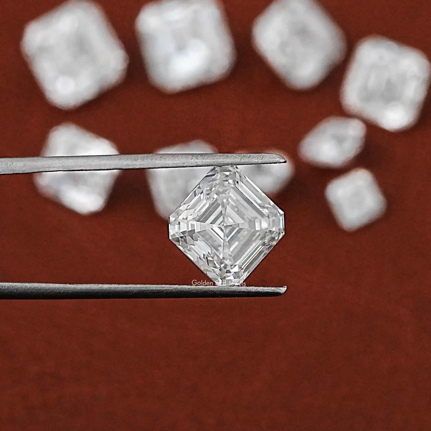 Twijer holding the Asscher Cut Lab Grown Loose Diamond