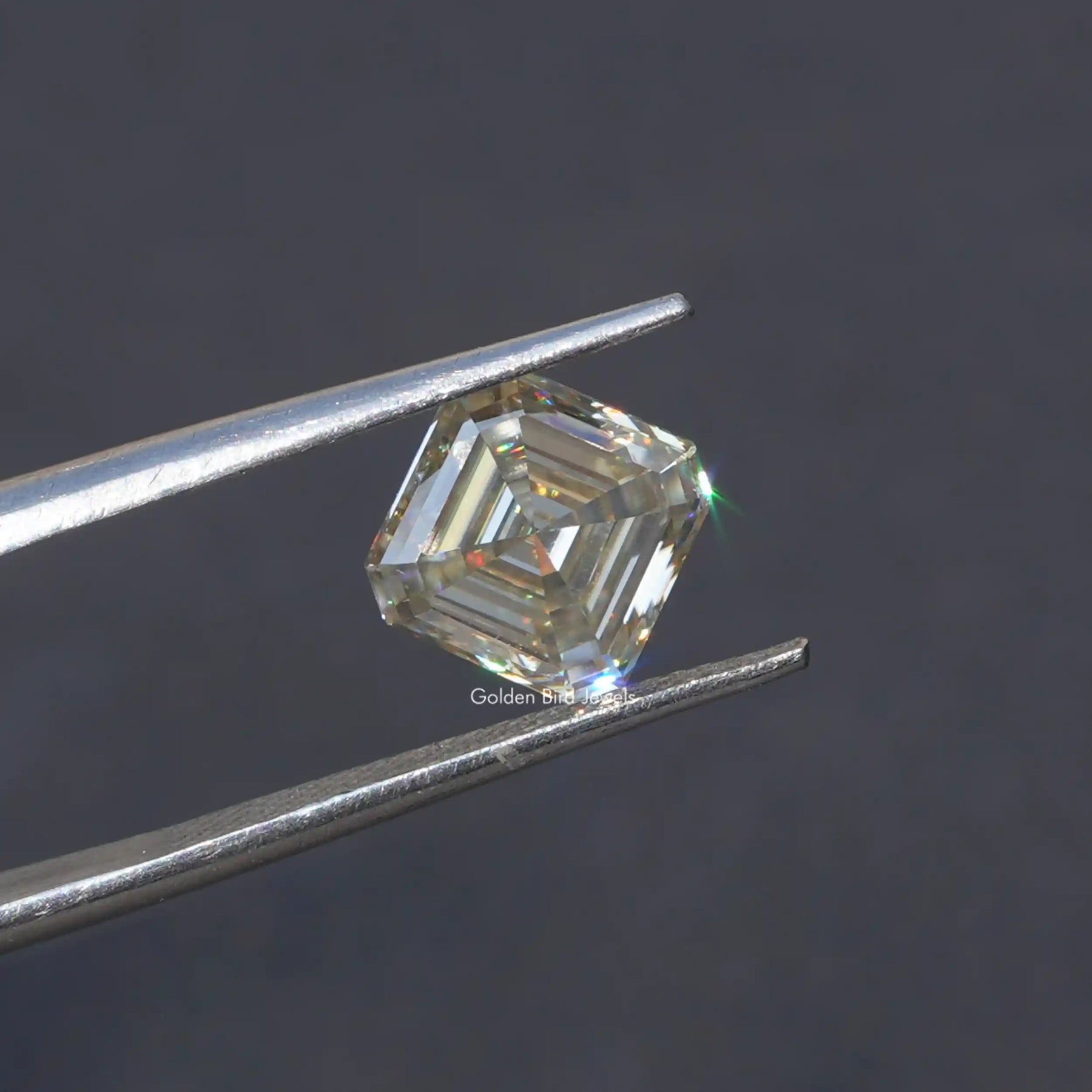 [This asscher cut loose moissanite made of off white color]-[Golden Bird Jewels]