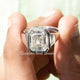 View of Asscher cut moissanite  Men's bezel Ring 