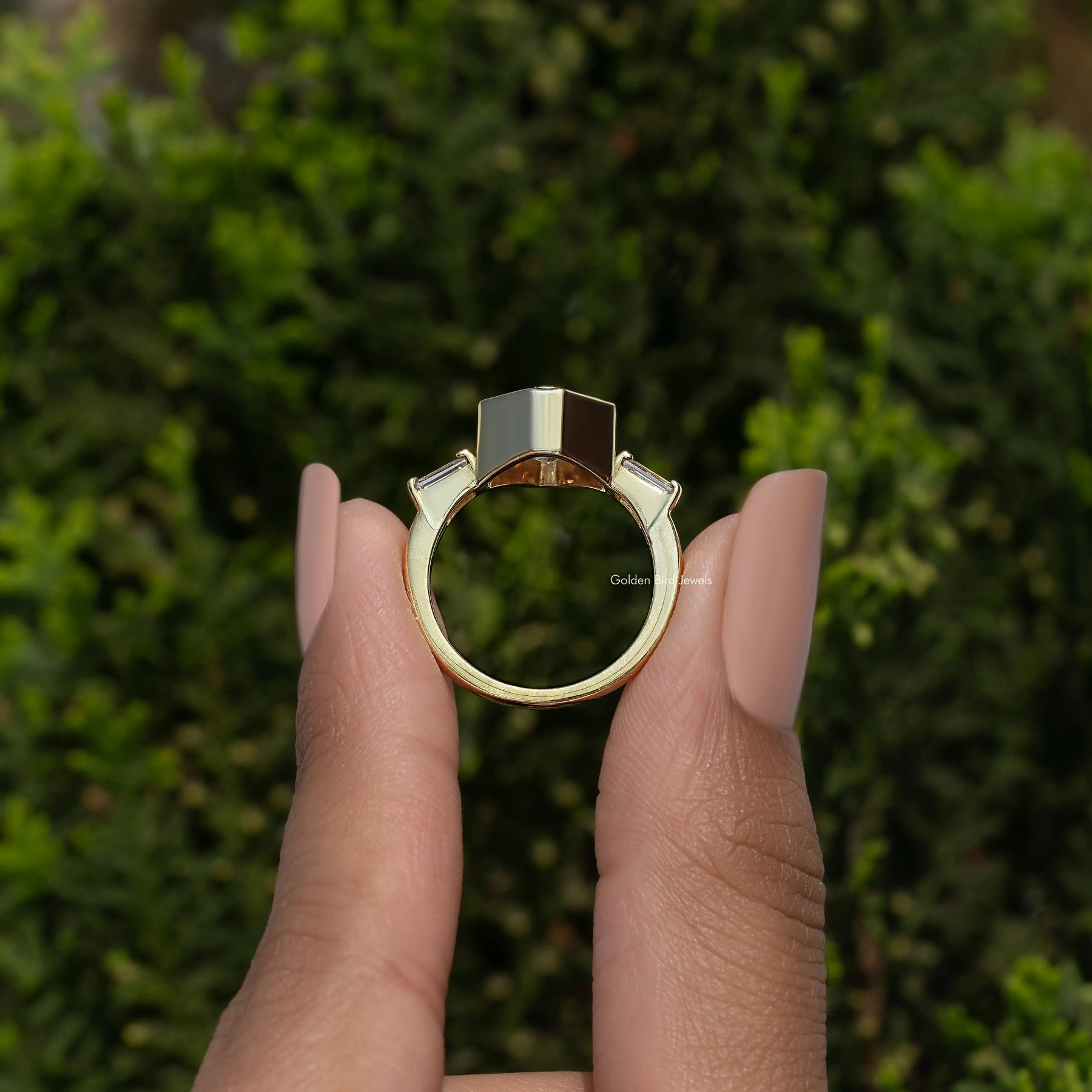 Asscher Cut Lab Diamond Three Stone Ring