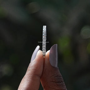 [Moissanite Asscher Cut White Gold Eternity Band]-[Golden Bird Jewels]