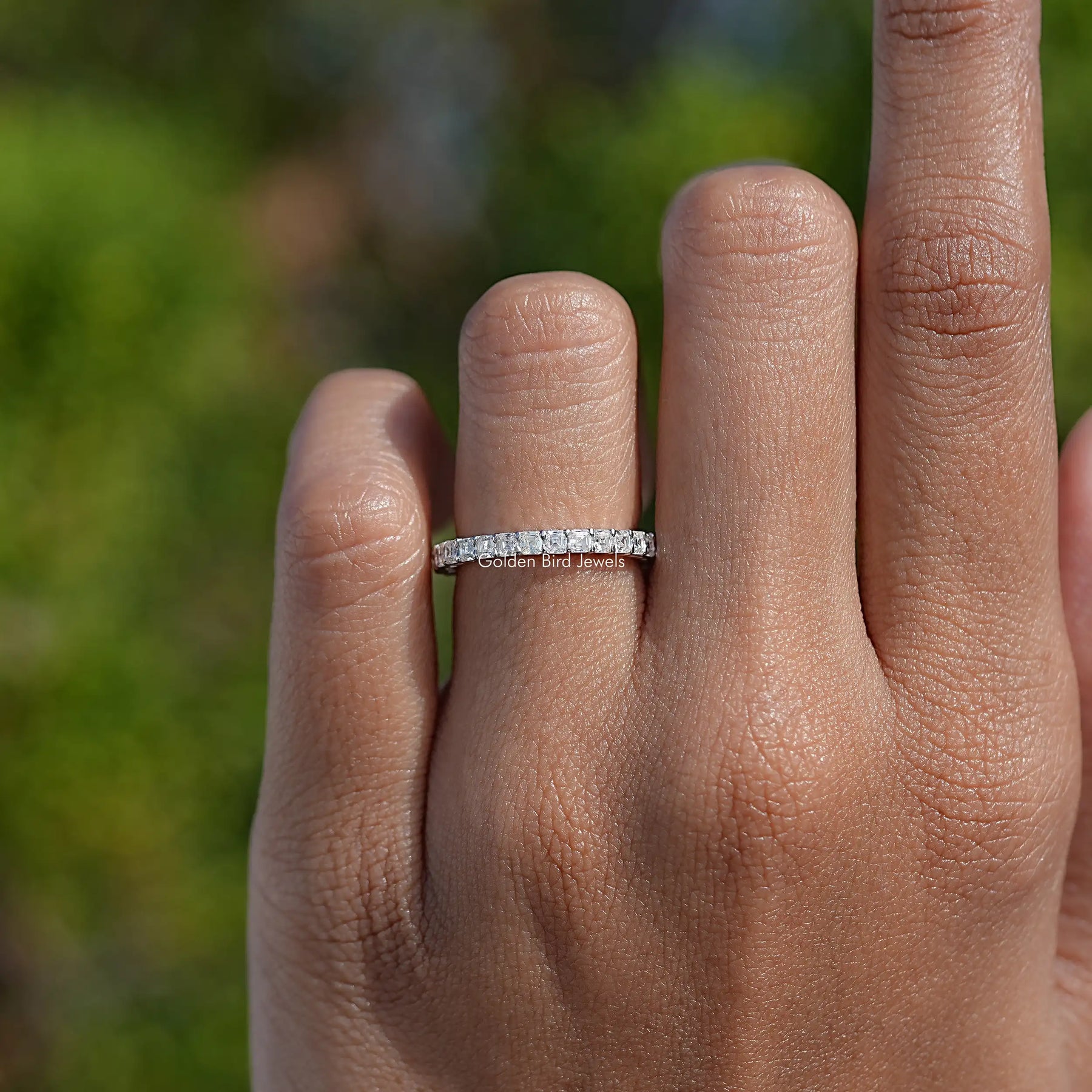 Asscher Moissanite Full Eternity Wedding Band