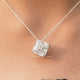 View of colorless asscher moissanite solitaire pendant 