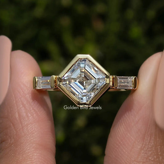 Asscher-Schliff Laborgezüchteter Diamant Drei-Steine-Ring