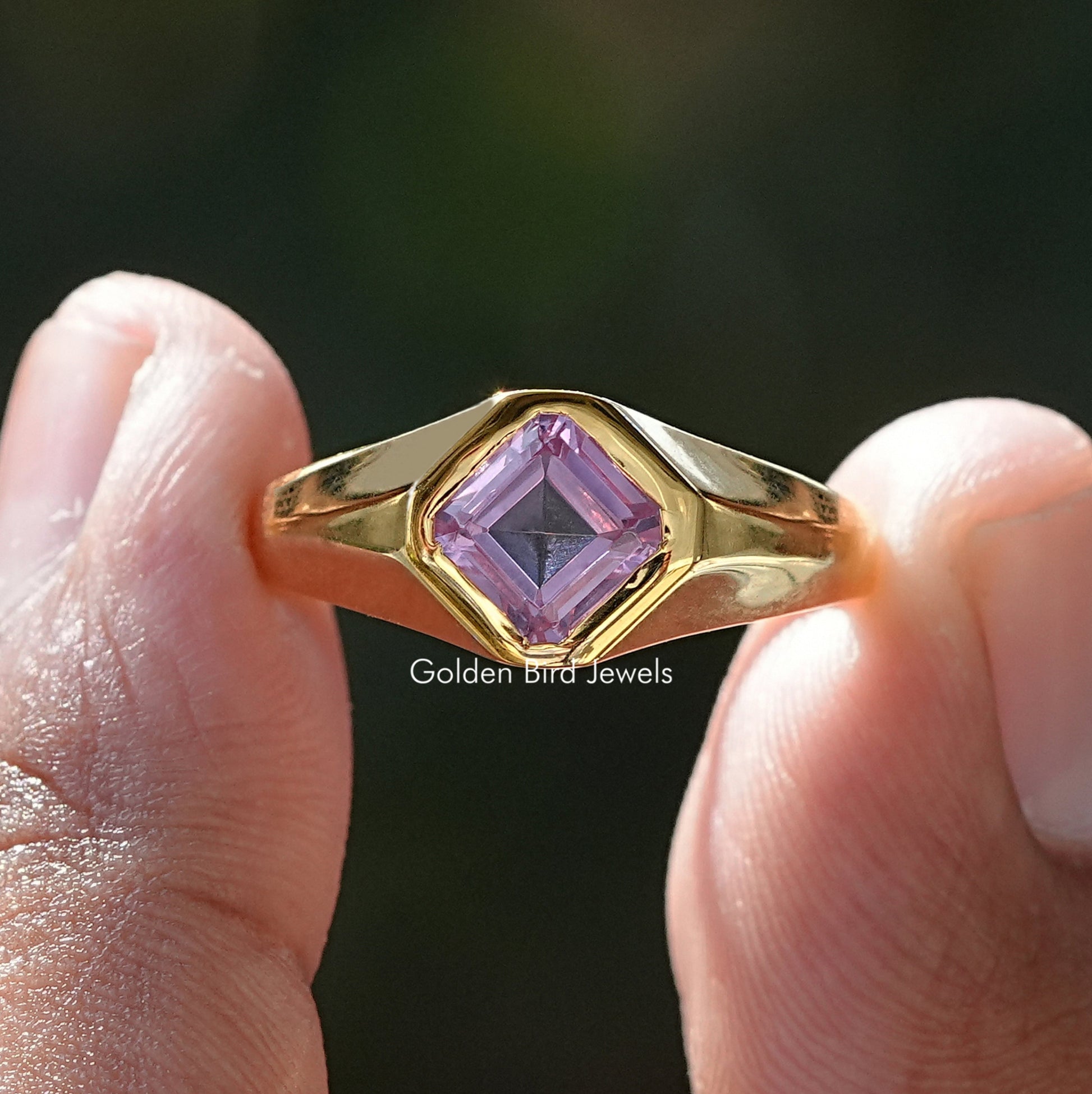 View of Asscher cut moissanite Men's Ring
