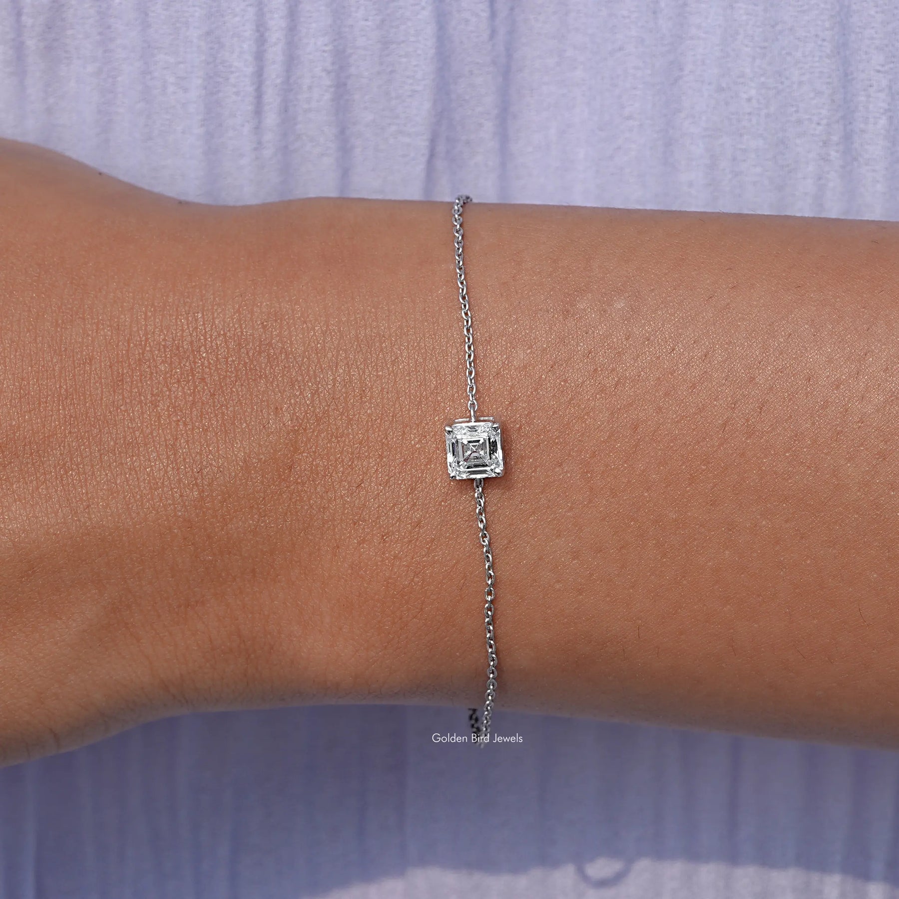 Asscher Lab Diamond Delicate Chain Bracelet