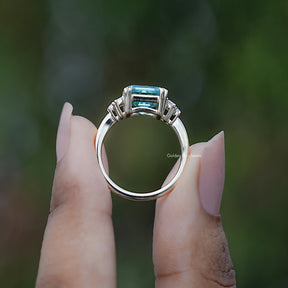 Back view of Asscher Five Stone Engagement Ring in secure setting