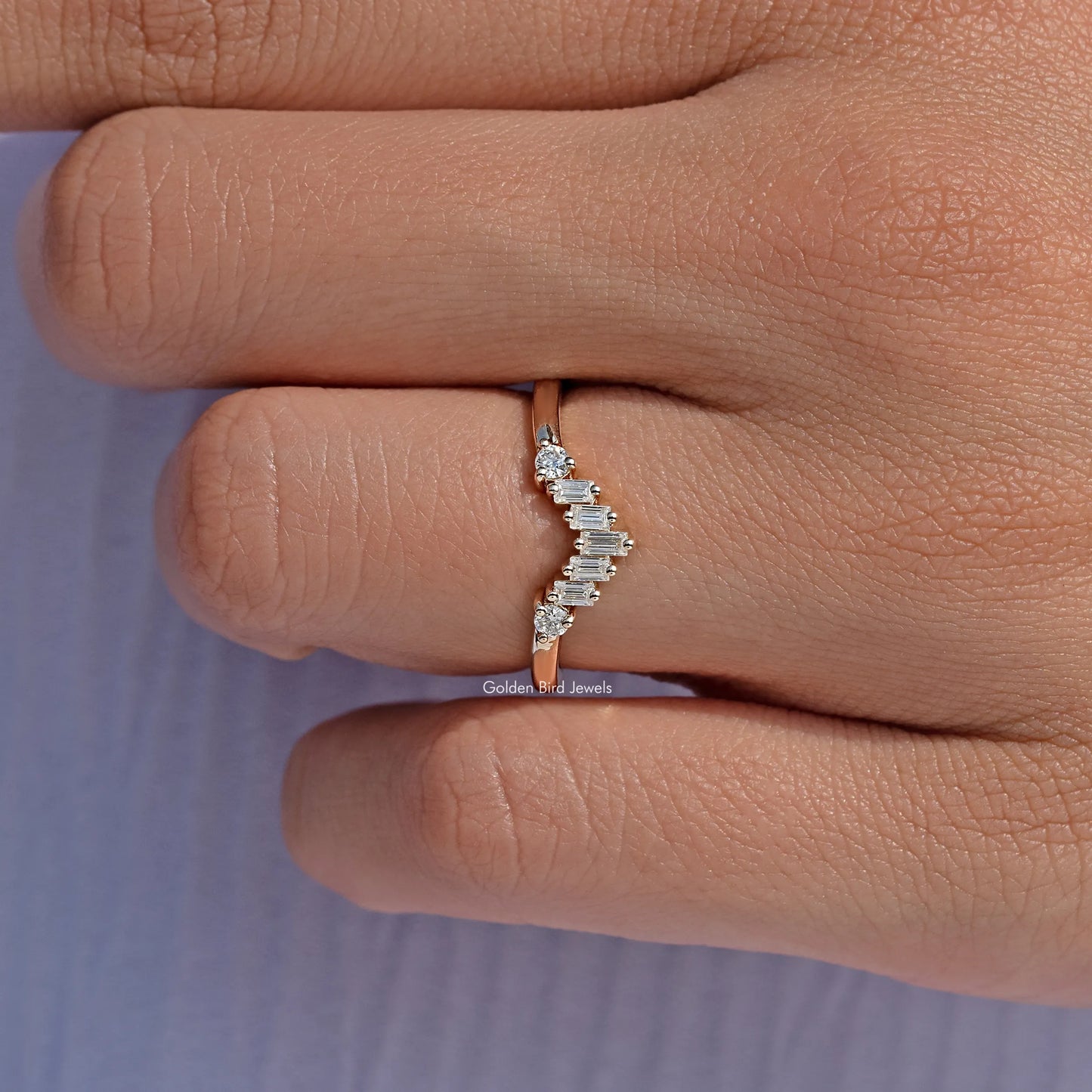 Baguette Cut Moissanite Curved Wedding Band