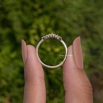 Baguette Cut Moissanite Curved Wedding Band