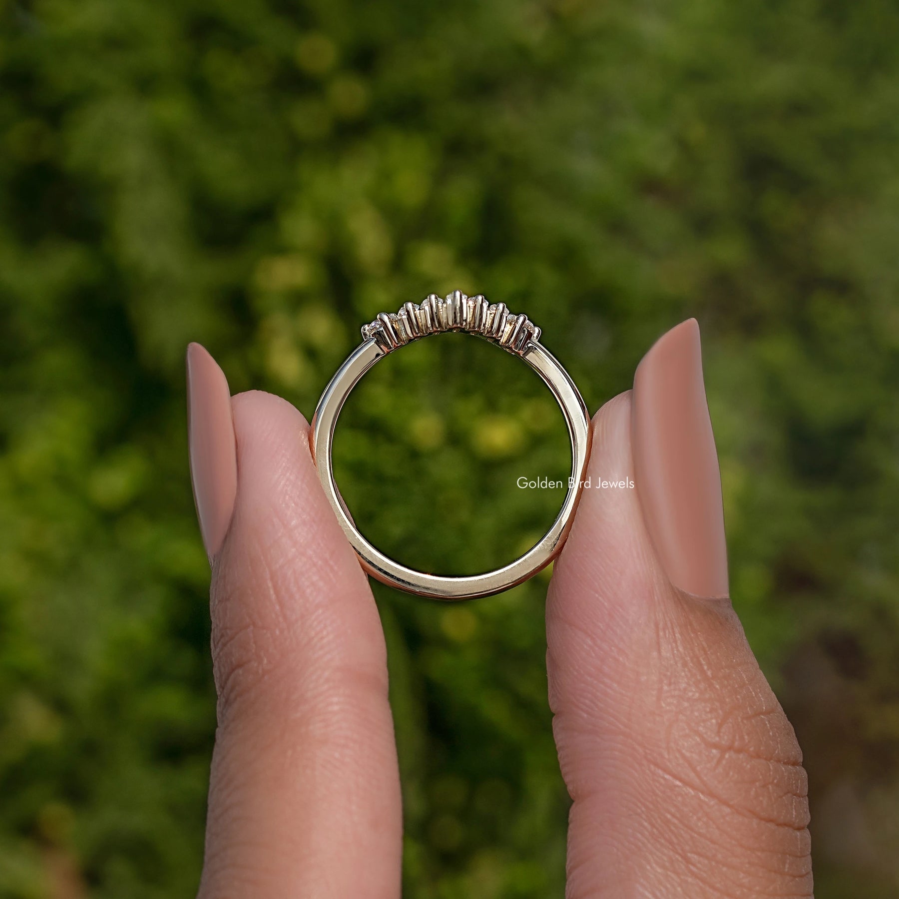Baguette Cut Curve Moissanite Wedding Band