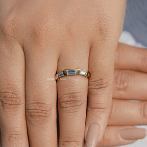 Baguette Cut Moissanite Three Stone Ring