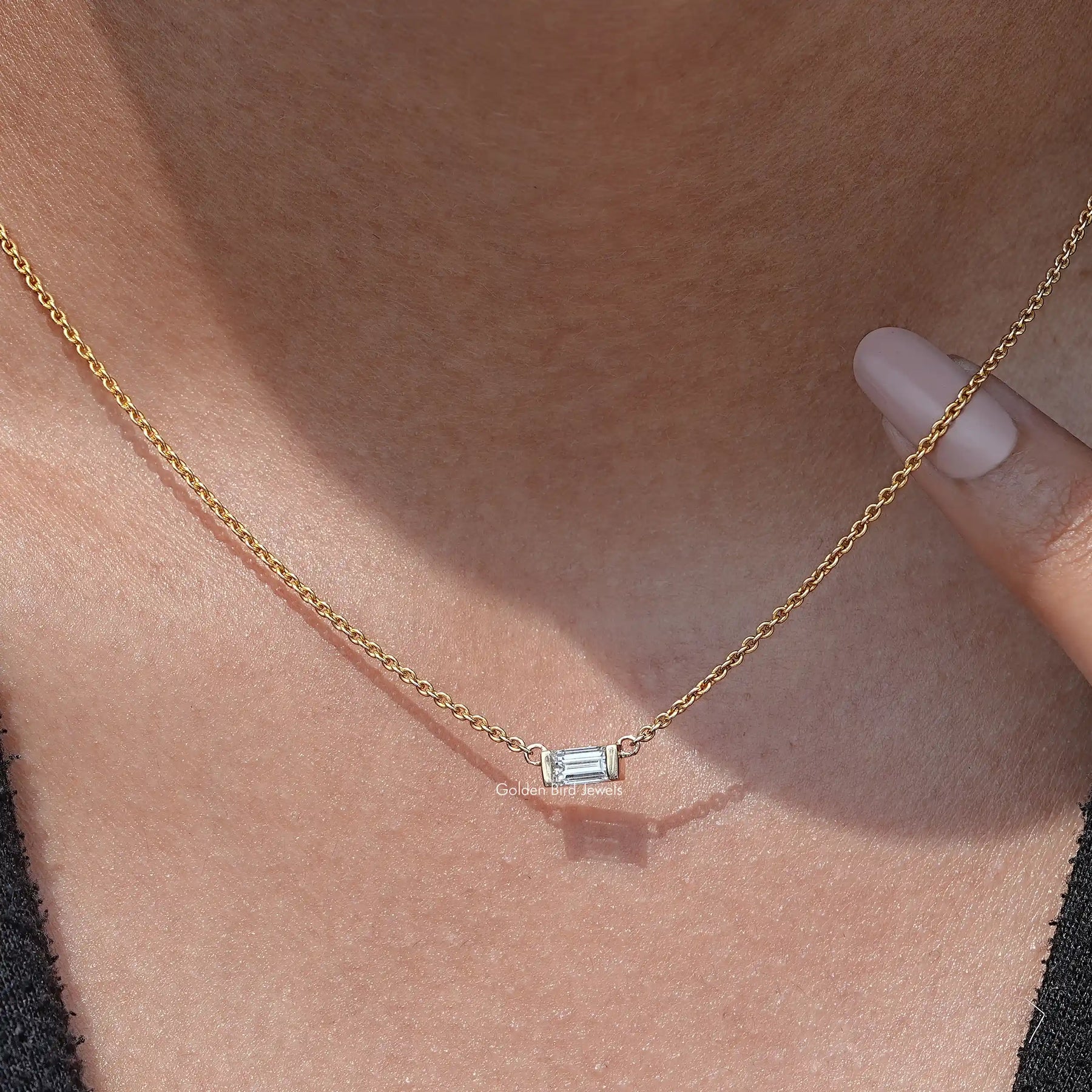 East West Baguette Cut Lab Diamond Pendant