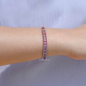 Multi Color Baguette Gemstone Tennis Bracelet