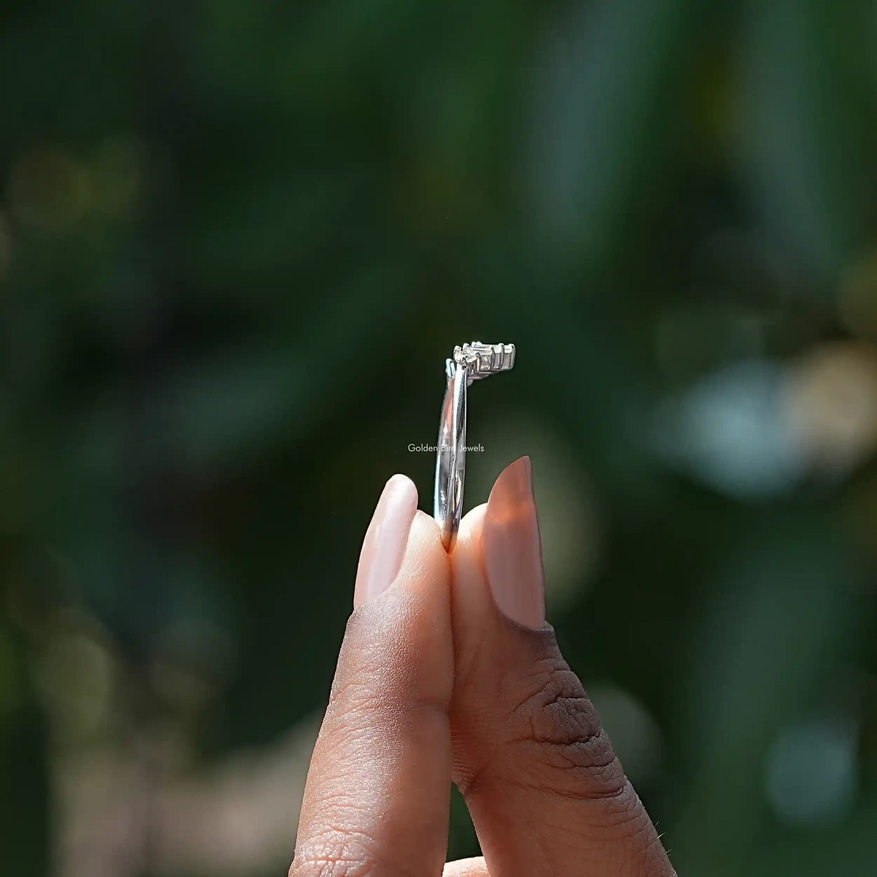 [Moissanite Baguette And Round Cut Wedding Band]-[Golden Bird Jewels]