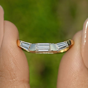 Baguette Cut Moissanite Three Stone Ring