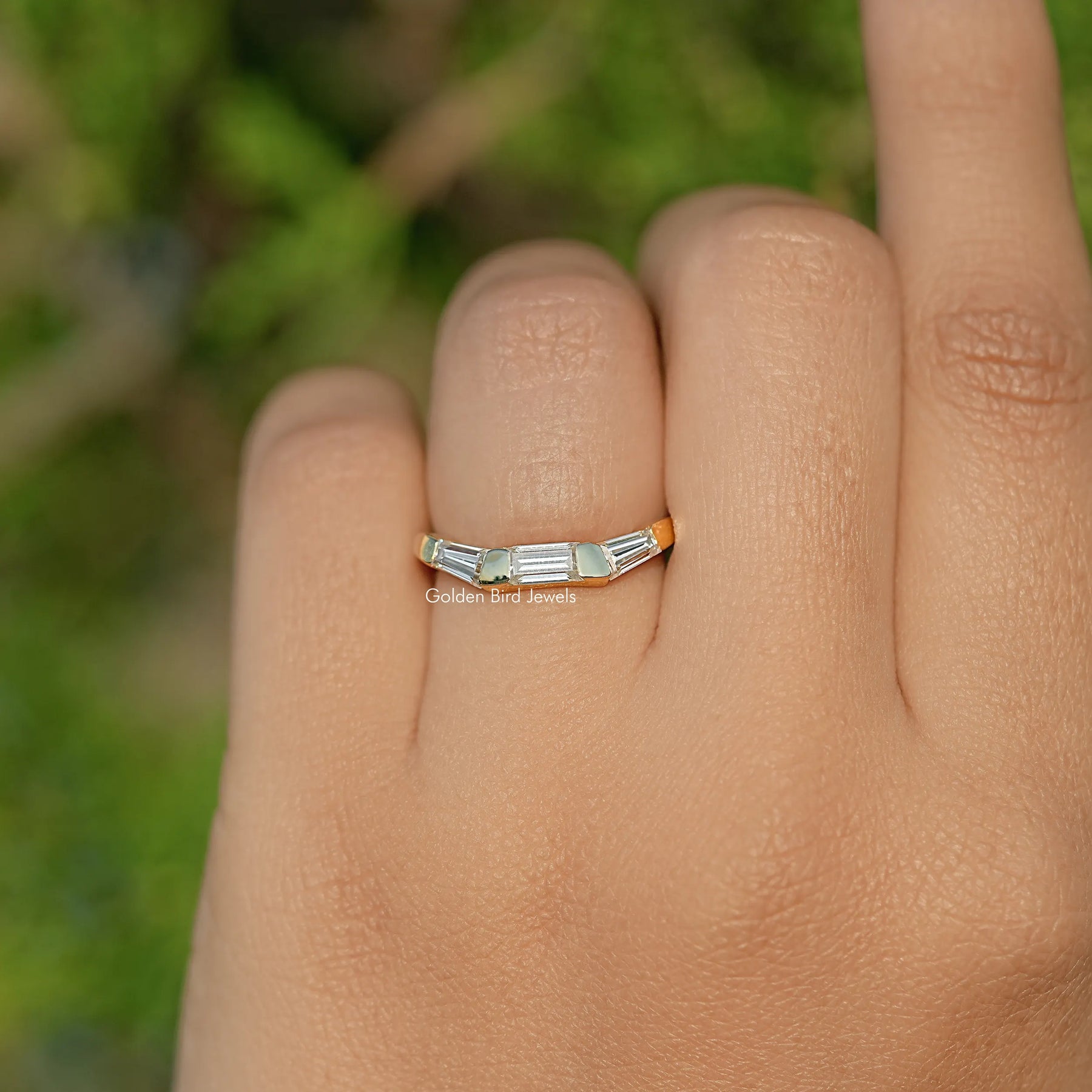 Baguette Cut Moissanite Three Stone Ring