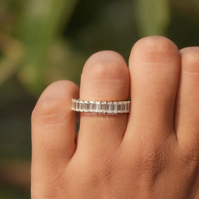 [Moissanite Baguette Cut Eternity Wedding Band]-[Golden Bird Jewels]