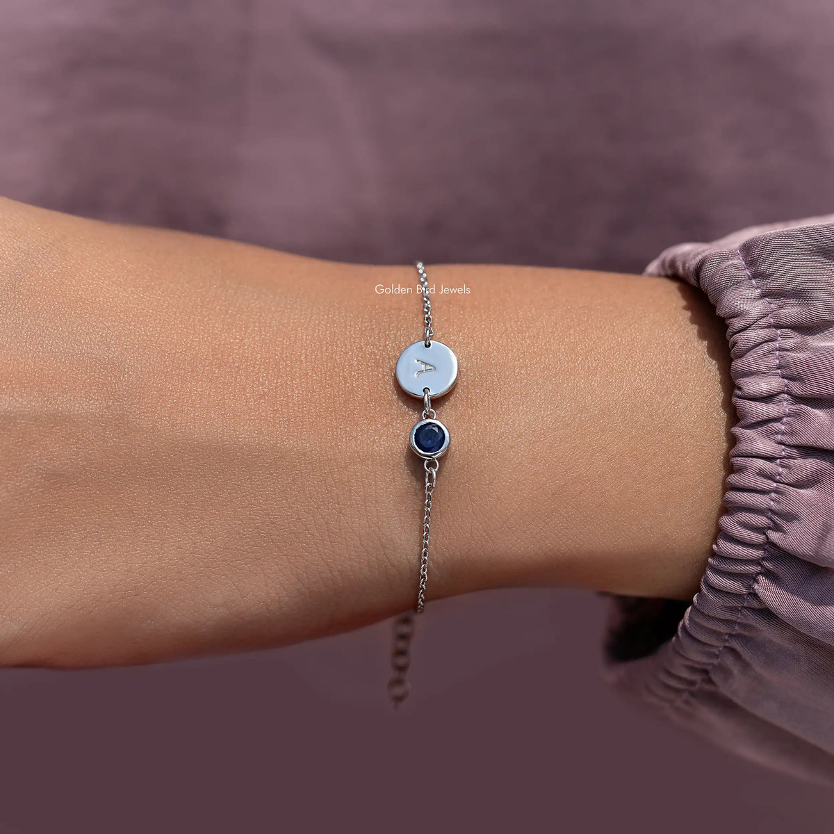 Round Cut Gemstone Letter Bracelet