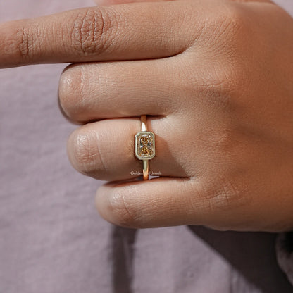 Radiant Cut Moissanite Bezel Set Solitaire Engagement Ring