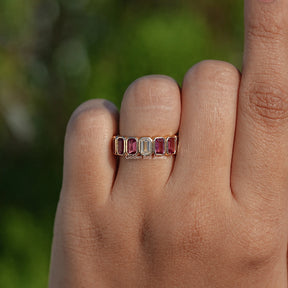 Bezel Set Emerald Gemstone Eternity Band