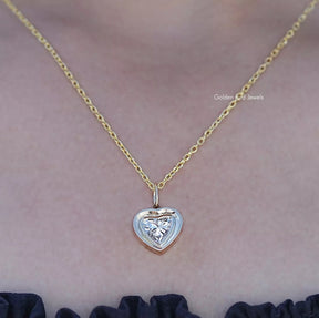 Bezel Set Heart Shaped Lab Diamond Solitaire Pendant
