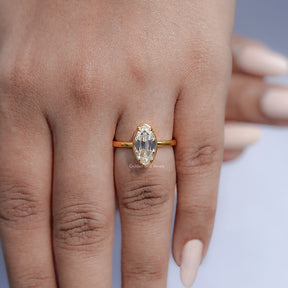 Bezel Set Old Mine Moval Cut Moissanite Ring