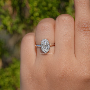 Bezel Set Old Mine Oval Cut Moissanite Ring