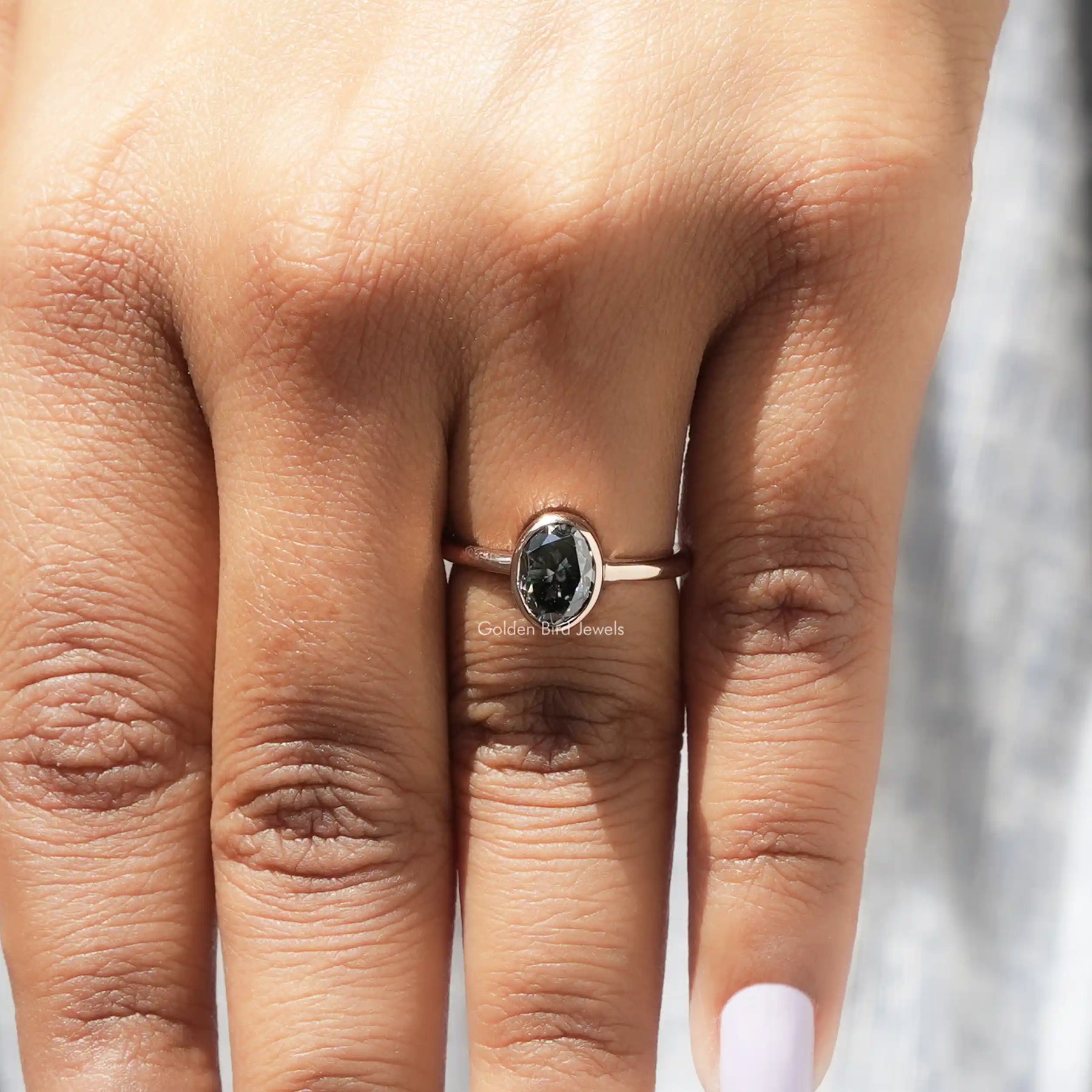 Bezel Set Oval Shaped Moissanite Solitaire Ring