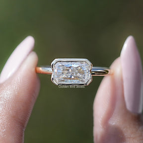 Bezel Set Radiant Cut Moissanite Solitaire Ring