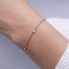 Bezel Set Round Cut Lab Diamond Station Bracelet