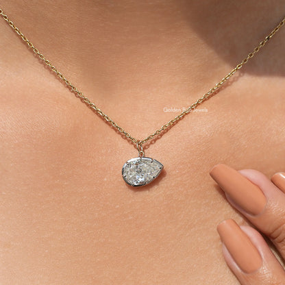 Moissanite Pear Shaped Bezel Solitaire Pendant