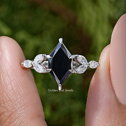 Black Dutch Marquise Moissanite Gemstone Leaves Stone Ring