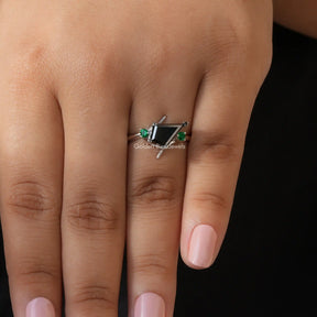 [Black Kite Cut White Gold Ring]-[Golden Bird Jewels]