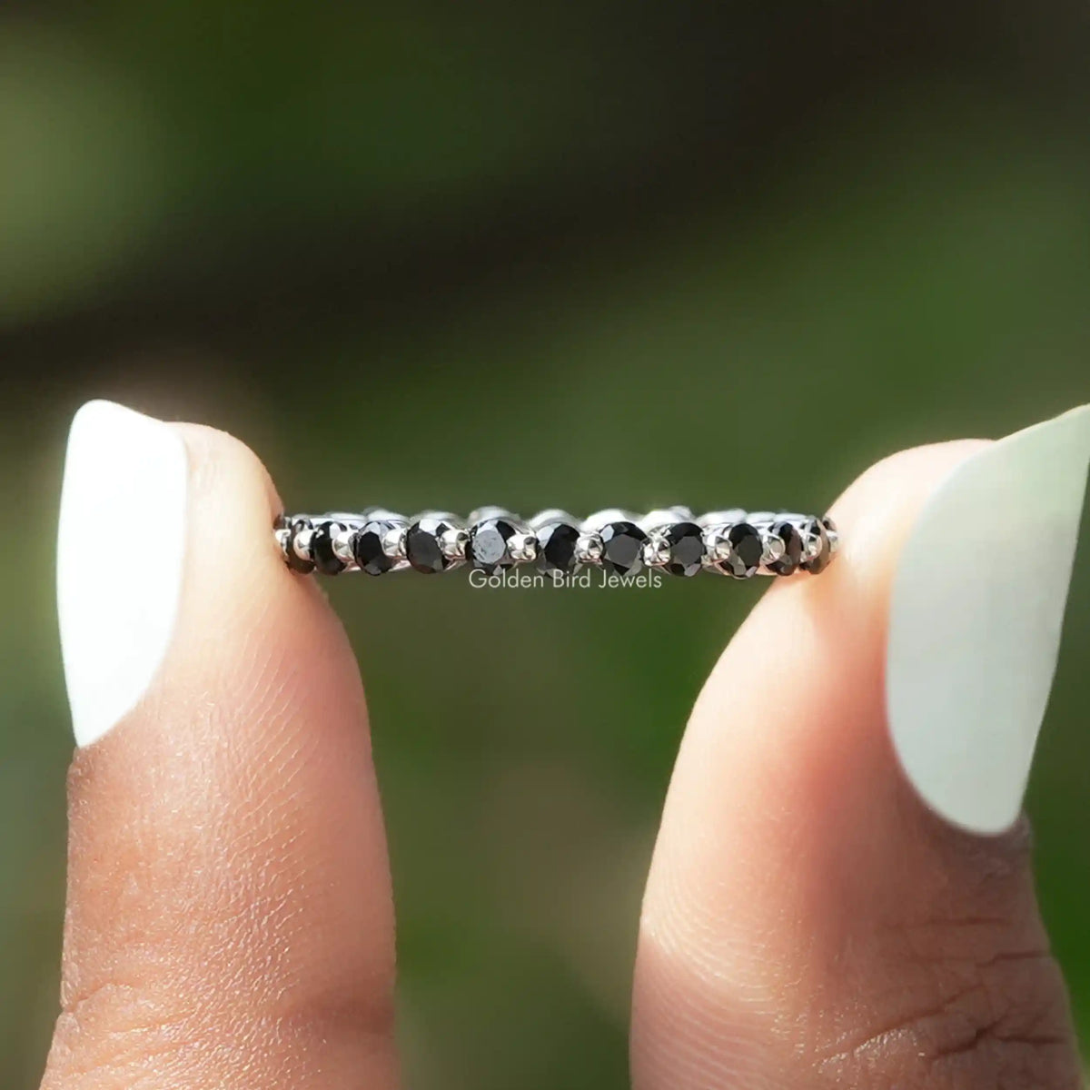 [Black Round Gemstone Eternity Band]-[Golden Bird Jewels]