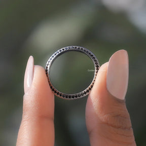 [Black Round Cut Petite Knife Edge Pave Band]-[Golden Bird Jewels]