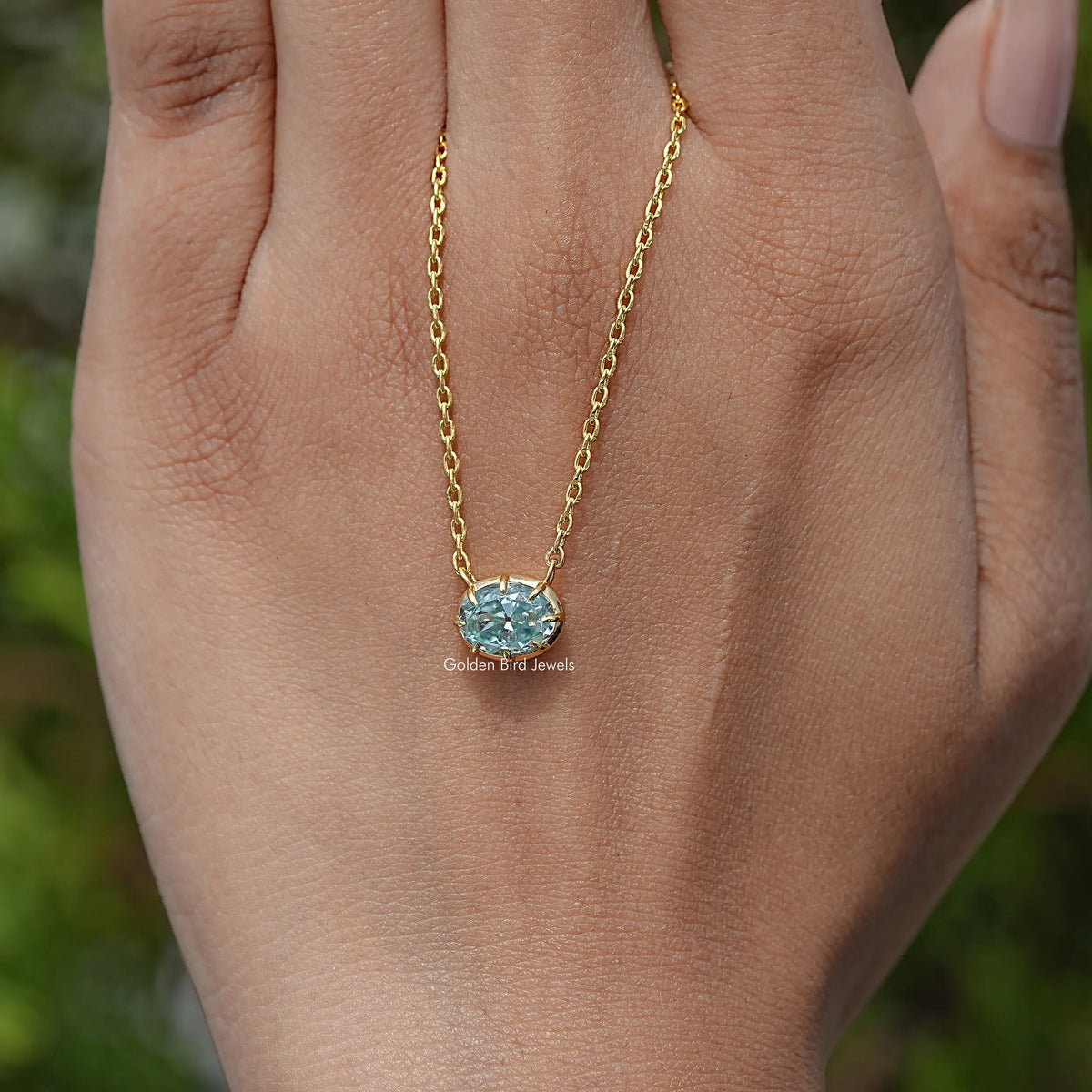Old Mine Oval Gemstone Solitaire Necklace