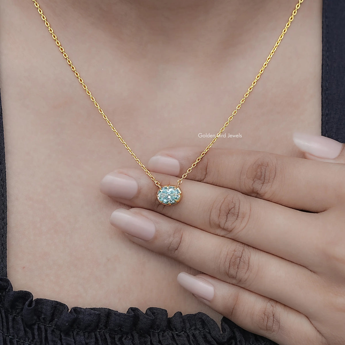 Old Mine Oval Gemstone Solitaire Necklace