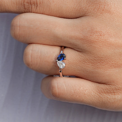 Two Stone Moissanite Pear Cut Toi Moi Ring