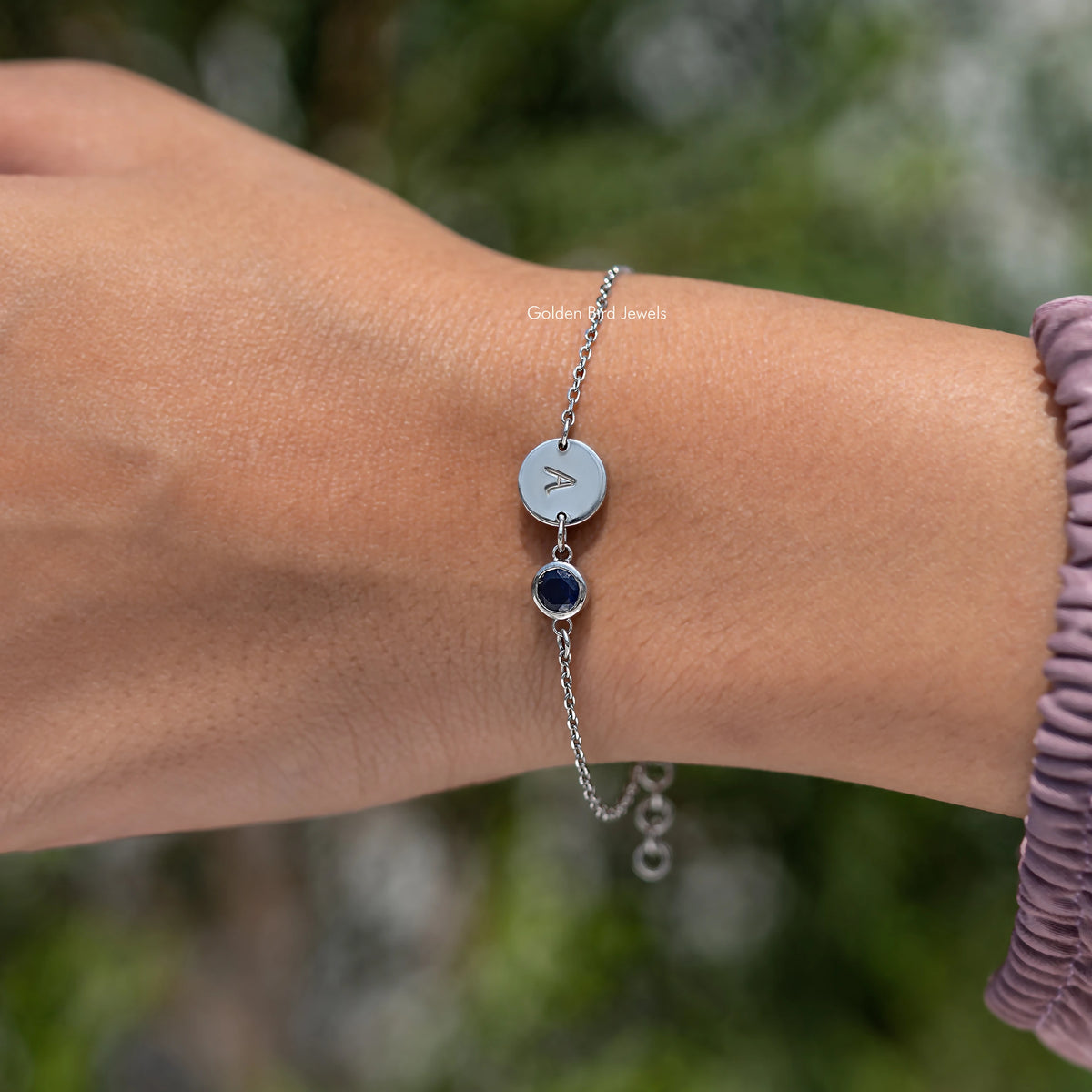 Round Cut Gemstone Letter Bracelet