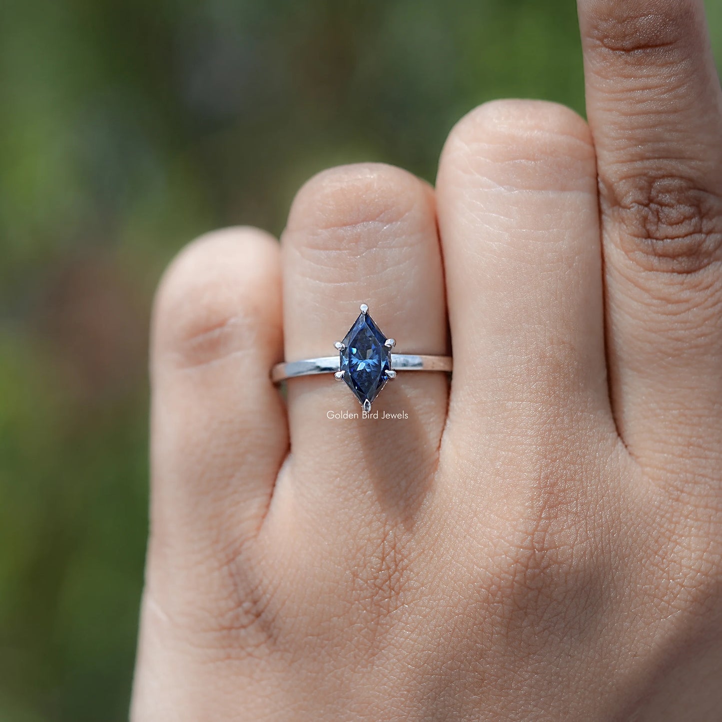 Close view of Dutch Marquise Cut Hidden Halo Ring
