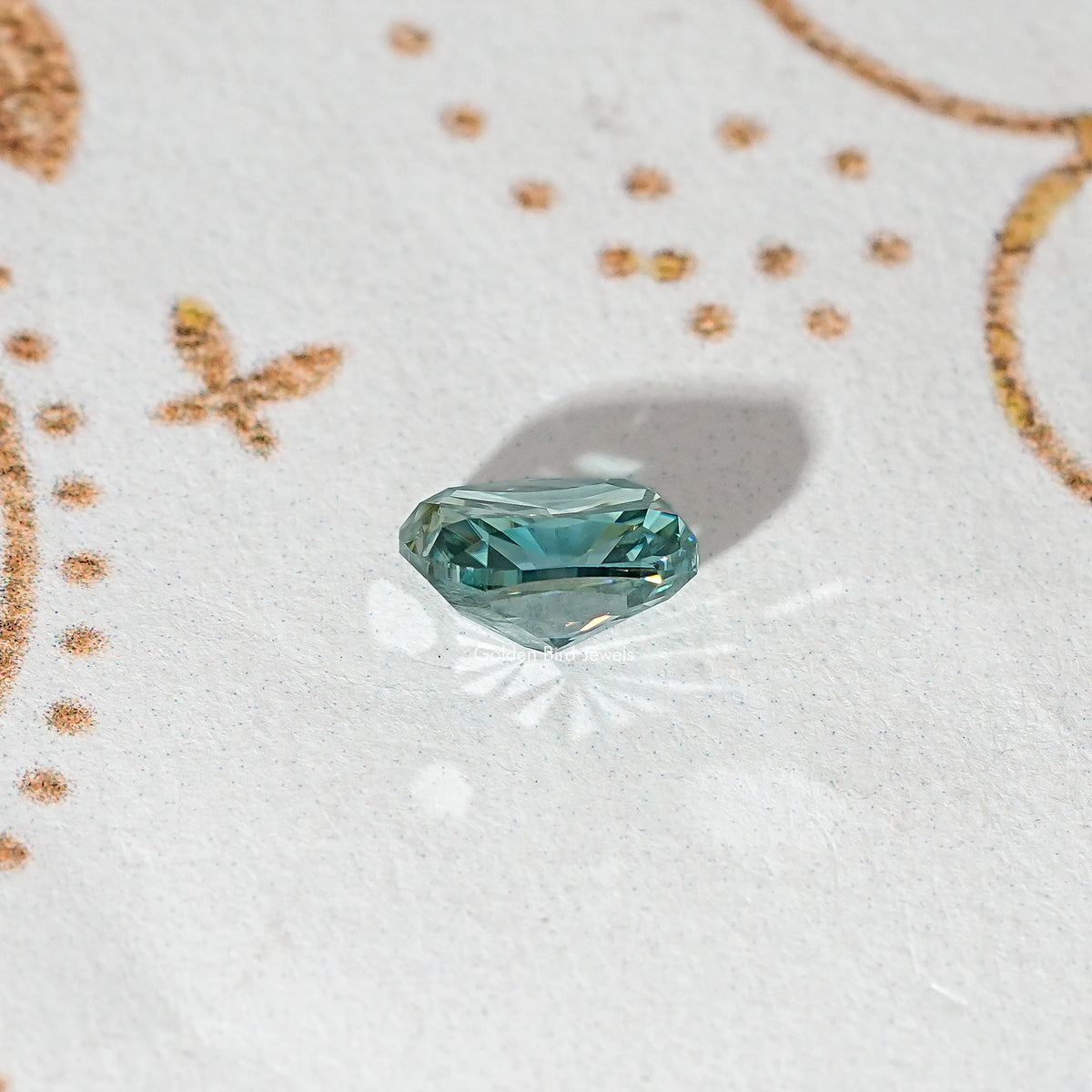 Blaugrüner länglicher Kissen-Moissanit-Losstein