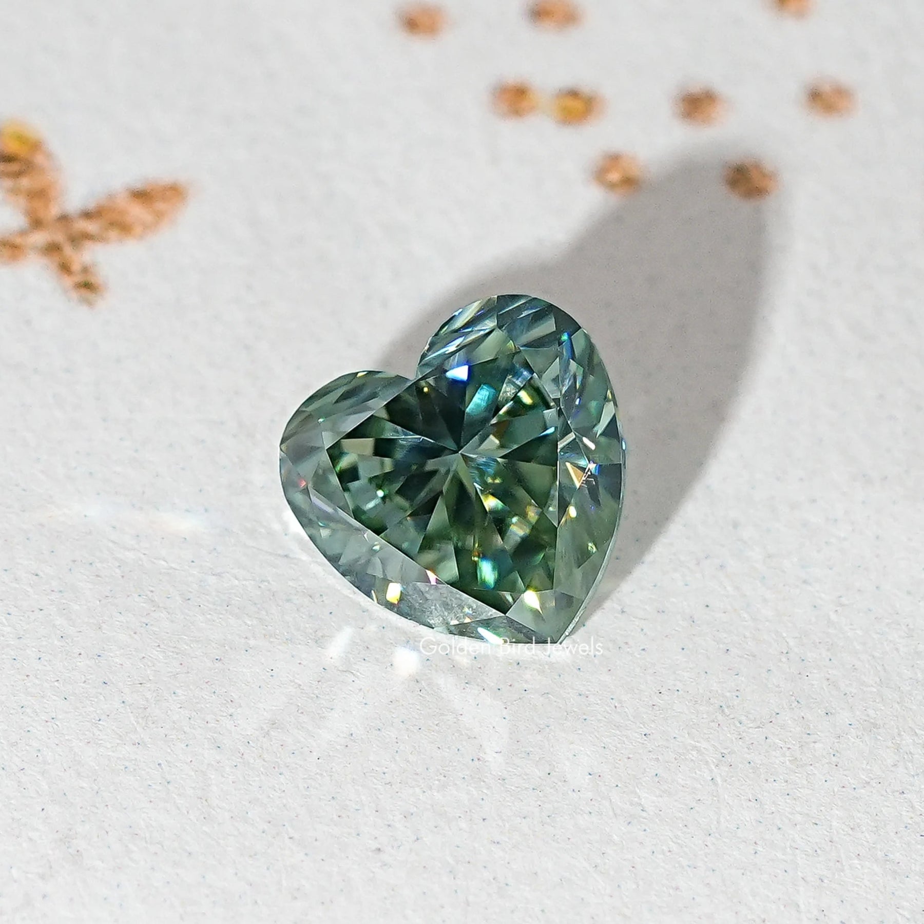 Blue Green Heart Loose Moissanite