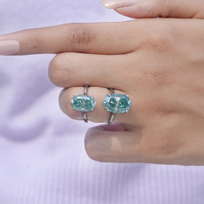 [Blue Green Oval Cut Solitaire Ring]-[Golden Bird Jewels]