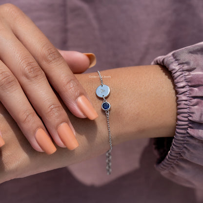 Round Cut Gemstone Letter Bracelet