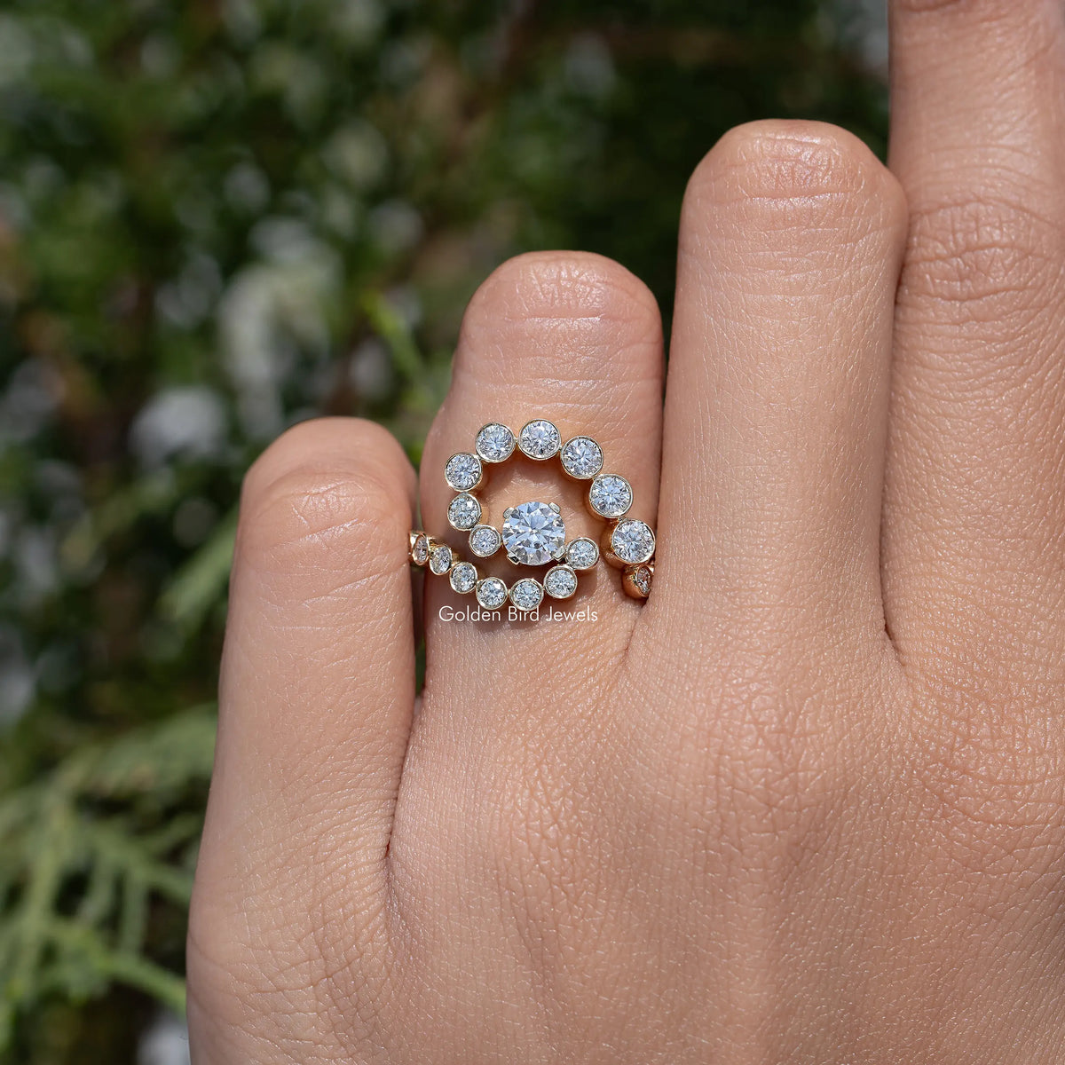 Round Cut Moissanite Spiral Engagement Ring