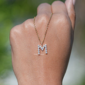 Colorless Round Moissanite M Letter Pendant