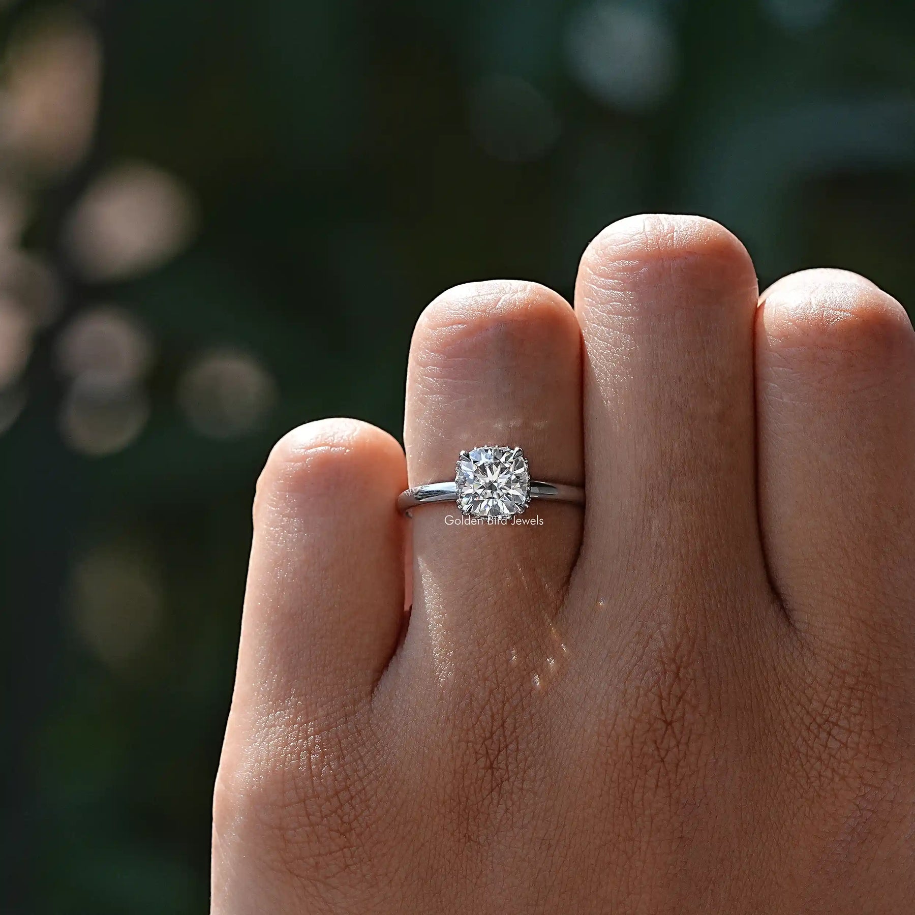 Cushion Cut Lab Diamond Hidden Halo Ring