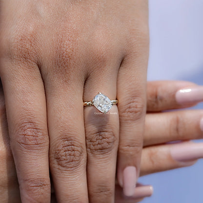 Close view of Cushion Cut Moissanite Solitaire Ring
