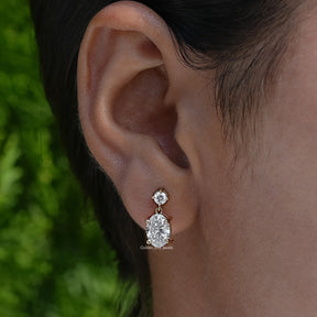 Round And Oval Cut Lab Diamond Drop Earrings